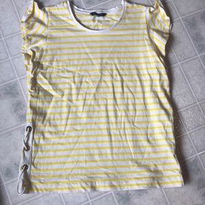 Lauren Ralph Lauren yellow Stripe Flutter Slv Tee